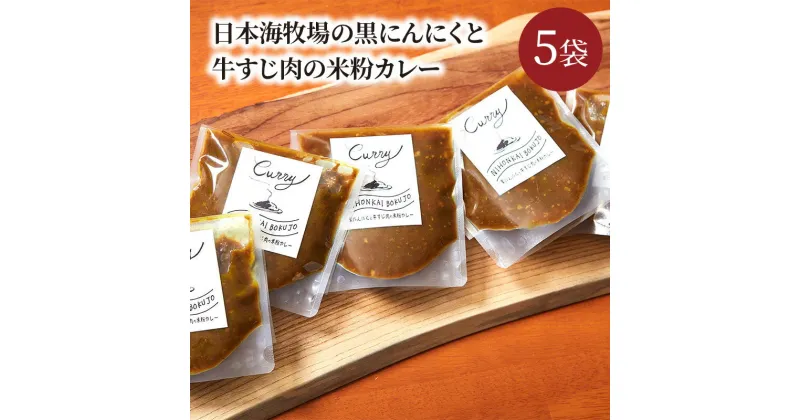 【ふるさと納税】日本牧場の黒にんにくと牛すじ肉の米粉カレー（5袋） カレー カレー粉 カレーパウダー 京たんくろ和牛 米粉 グルテンフリー 黒にんにく コク あっさり 180g 5袋 冷凍