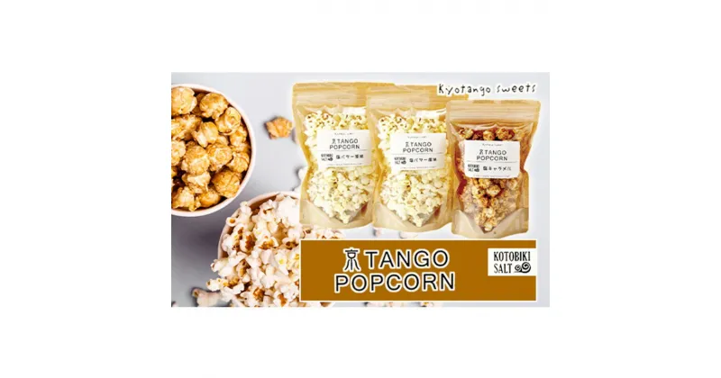 【ふるさと納税】丹後地域優秀産品受賞★ 京TANGO　POPCORNセット（塩バター風味2個・塩キャラメル1個） ポップコーン 塩キャラメル 塩バター お菓子 おやつ セット 子ども 子供 生産者応援 送料無料