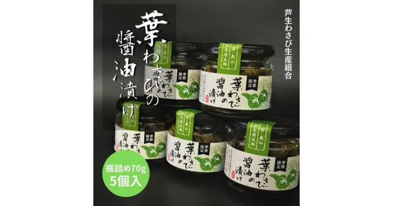 【ふるさと納税】葉わさびの醤油漬け 瓶詰 5個 セット 詰め合わせ 葉わさび 醤油漬け わさび ワサビ ご飯のお供 山菜 おつまみ つまみ 漬物 漬け物 京都　 南丹市 　お届け：※2024年4月中旬より配送いたします。