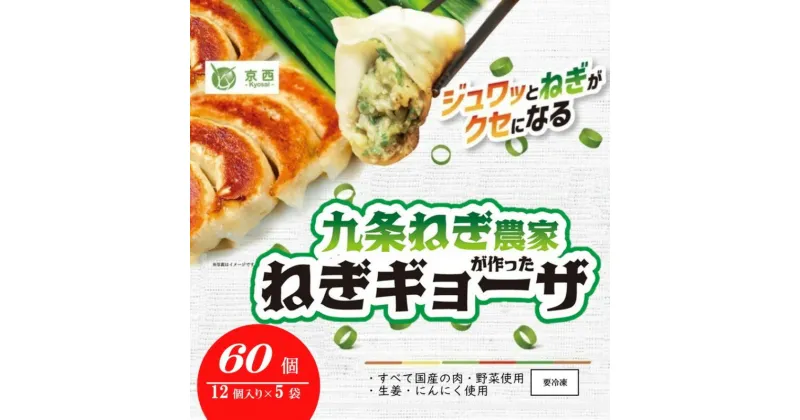 【ふるさと納税】九条ねぎ農家が作ったねぎギョウザ（12個入×5袋） 〈 ぎょうざ 餃子 ギョーザ 九条ねぎ 京野菜 冷凍 冷凍餃子 惣菜 国産豚肉 おかず つまみ 夕飯 晩御飯 手軽 便利 〉　宇治田原町