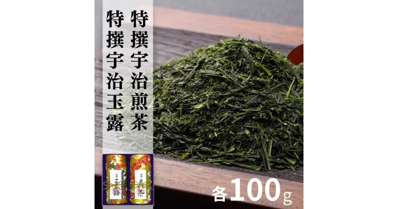 【ふるさと納税】宇治茶 特撰玉露・特撰煎茶飲み比べセット 100g×2缶〈お茶 茶 煎茶 緑茶 玉露 特選 高級 茶葉 宇治茶 飲み比べ セット 茶筒 お茶缶〉