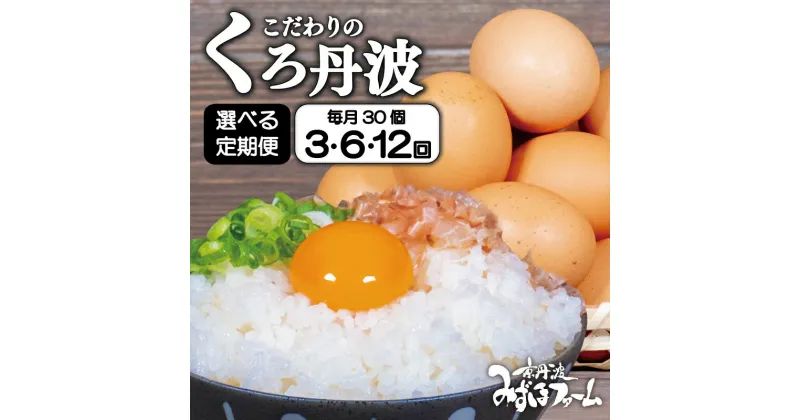 【ふるさと納税】【定期便】 レビューキャンペーン 京都 こだわり たまご くろ丹波 選べる 定期便 3ヶ月 6ヶ月 12ヶ月 3回 6回 12回 ( 卵 たまご 濃い 玉子 30個 セット 玉子焼き 卵焼き 毎月 定期 お届け 卵かけご飯 ゆで卵 鶏卵 卵黄 丹波 黒豆 丹波黒 大豆 )