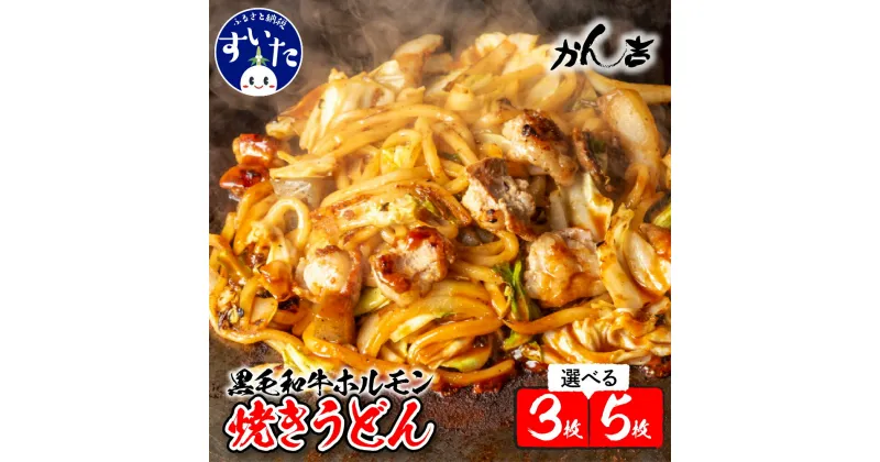 【ふるさと納税】 黒毛和牛 ホルモン 焼うどん 450g ( 選べる枚数 : 3枚 5枚 ) 冷凍 大阪 大阪府 吹田市