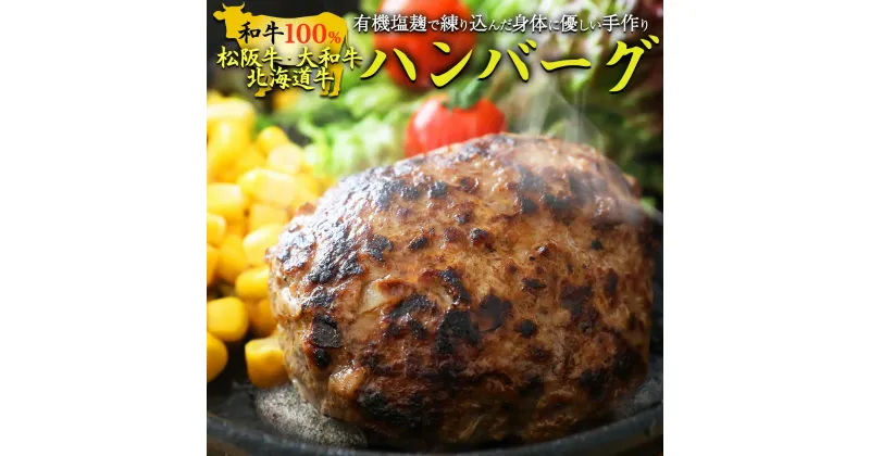 【ふるさと納税】有機塩麹で練り込んだ身体に優しい手作り和牛ハンバーグ (120g×5個)｜ハンバーグ オーガニック 無添加 有機 塩麹 和牛 松阪牛 大和牛 食育 アドバイザー 子供 こども 子育て やわらかい 弁当専科まるにし 中塚由子 泉大津 [4630]