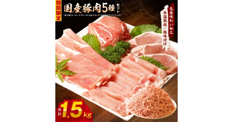 【ふるさと納税】期間限定 訳あり 国産 豚肉 5種 食べ比べ 合計 1.5kg（切り落とし/ロースステーキ/ももスライス/ローススライス/ミンチ）小分け 【丸善味わい加工】 【氷温熟成×極味付け】 熟成肉 作り方 限定 大阪府 泉佐野市 肉の泉佐野