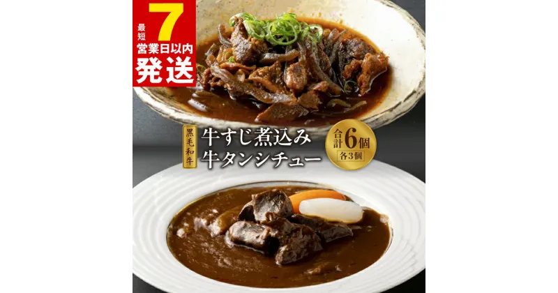 【ふるさと納税】＼最短7営業日以内発送／ 焼肉屋さんの人気セット 牛タンシチュー 240g×3 / すじ煮込み 220g×3