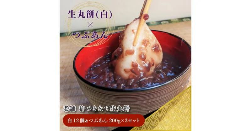 【ふるさと納税】杵つき 生丸餅 白 12個 ＆ つぶあん 200g×3 セット 老舗 和菓子屋さん 生餅 餅 国産もち米 あんこ 昔ながら 手作り 甘さ控えめ そのまま食べても美味しい あんころ餅 おしるこ 食品 お取り寄せ スイーツ デザート 冷凍 関西 大阪府 泉佐野市 送料無料