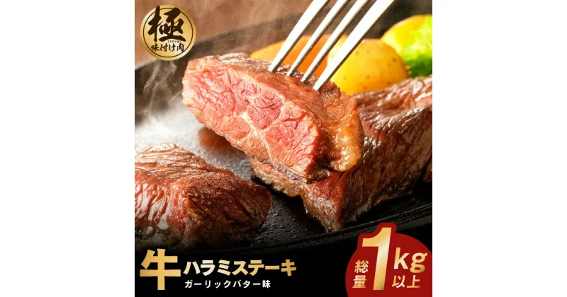 【ふるさと納税】【訳あり】 発送月が選べる 極味付け肉 牛ハラミ ステーキ 1kg 以上 味付け肉 ガーリックバター味 小分け 10枚 厚切りカット 肉厚 牛肉 肉 牛 ハラミ ジューシー 焼肉 バーベキュー BBQ 柔らか 冷凍 泉佐野市 送料無料 肉の泉佐野