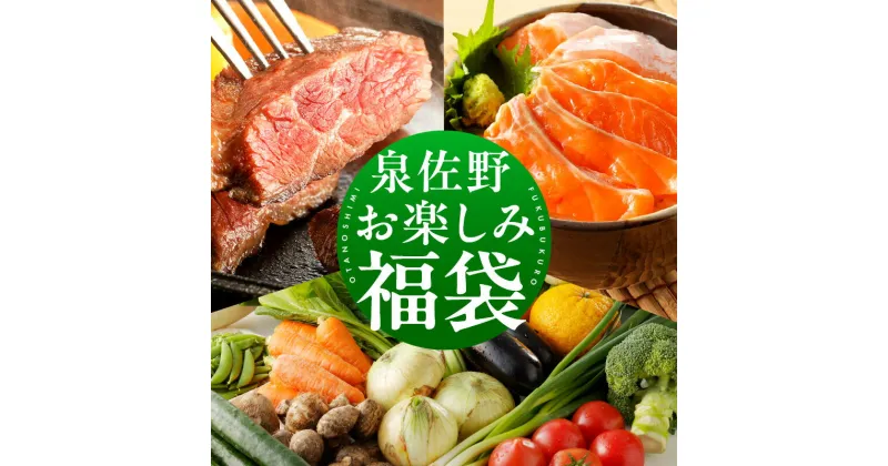 【ふるさと納税】泉佐野 お楽しみ 福袋 牛肉 ステーキ 海鮮 サーモン 野菜セット 別送 牛ハラミステーキ シルバーサーモン 切り落とし 新鮮野菜 加工品 詰め合わせ ハラミ おかず お弁当 お取り寄せ 大阪府 泉佐野市 送料無料