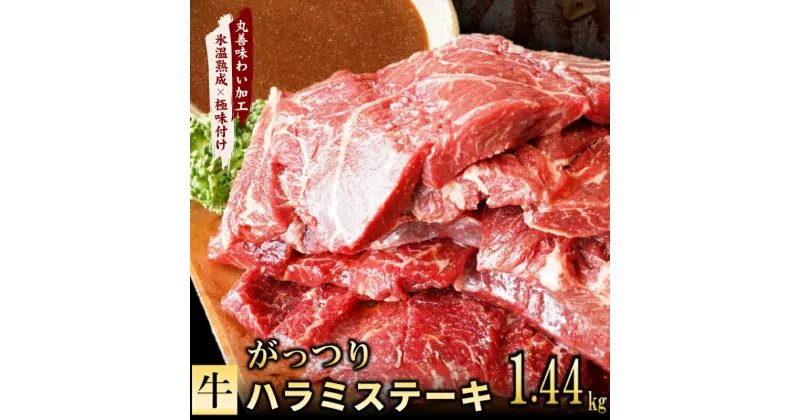 【ふるさと納税】【特製ダレ】がっつり 牛肉 ハラミステーキ 1.44kg（2枚入り360g×4パック） 丸善味わい加工 【氷温熟成×極味付け】 氷温熟成牛 熟成肉 作り方 ふるさと納税オリジナル 限定 大阪府 泉佐野市 送料無料 肉の泉佐野