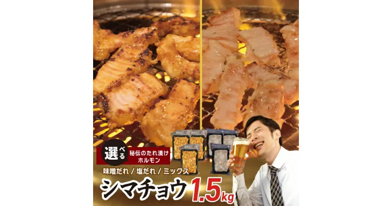 【ふるさと納税】【焼肉屋の定番】シマチョウ 1.5kg 小分け 250g×6 牛肉 ホルモン 焼肉用 塩だれ漬け 味噌だれ漬け 食べ比べ 大阪府 泉佐野市 送料無料 肉の泉佐野