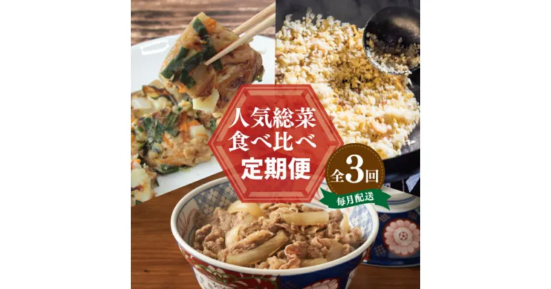 【ふるさと納税】定期便 全3回 栄物産 店主厳選 人気惣菜 食べ比べ 毎月配送 チャーハン 海鮮チヂミ チヂミ 牛丼の具 牛丼 泉州たまねぎ 使用 冷凍 食品 惣菜 お取り寄せ お取り寄せグルメ 大阪府 泉佐野市 送料無料