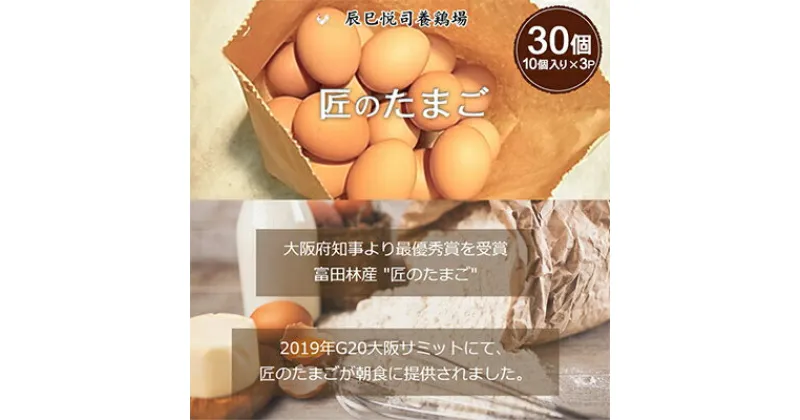 【ふるさと納税】匠のたまご30個入り(10個入り×3P)辰巳悦司養鶏場　G20大阪サミット朝食に使用された卵【1292602】