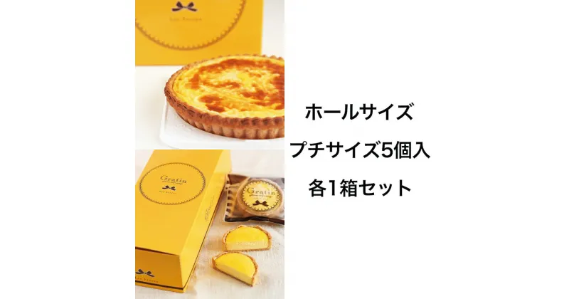 【ふるさと納税】《キリクリームチーズコンクール入賞！》グラタンチーズケーキ ホールサイズ＆プチサイズ5個入 各1箱セット｜スイーツ デザート 焼菓子 菓子 お菓子 洋菓子 贈答用 贈り物 ギフト プチギフト プレゼント 手土産 おやつ 小分け 包装 パック [0741]